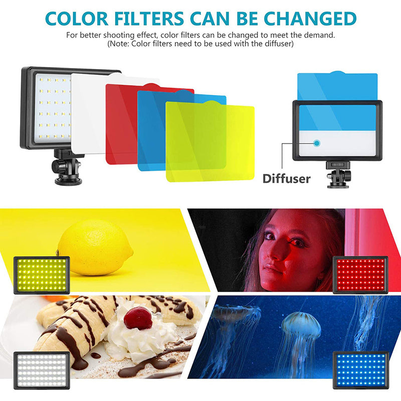 Uniqkart N-96 Portable Photography Lighting Kit Dimmable 5600K 66-LED USB Video Lamp with 40cm Mini Tripod Stand