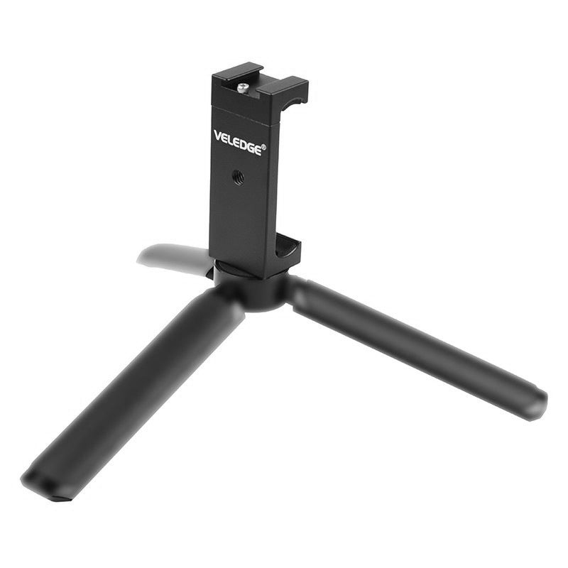 VELEDGE V1 Telescopic Phone Tripod Mount Cold Shoe Smartphone Clip Holder Clamp Adapter for Vlog Live Streaming Photography