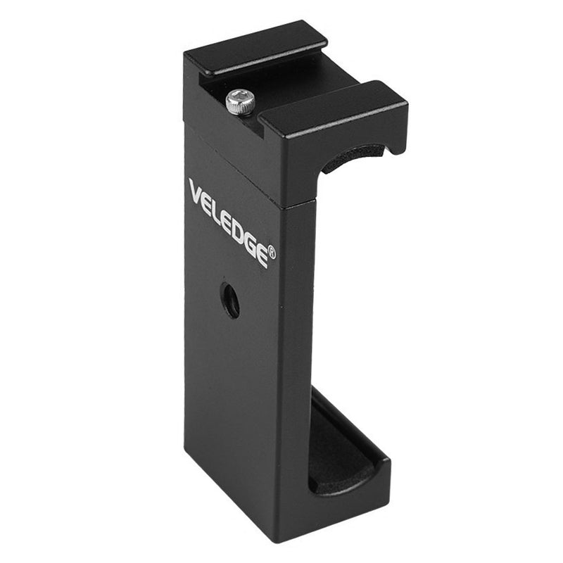 VELEDGE V1 Telescopic Phone Tripod Mount Cold Shoe Smartphone Clip Holder Clamp Adapter for Vlog Live Streaming Photography