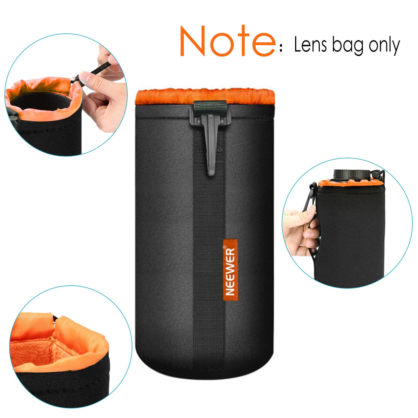 Uniqkart NW-241 4PCS Dustproof Camera Lens Storage Pouch Shockproof Telephoto Lens Storage Sleeve Bag Protection Case