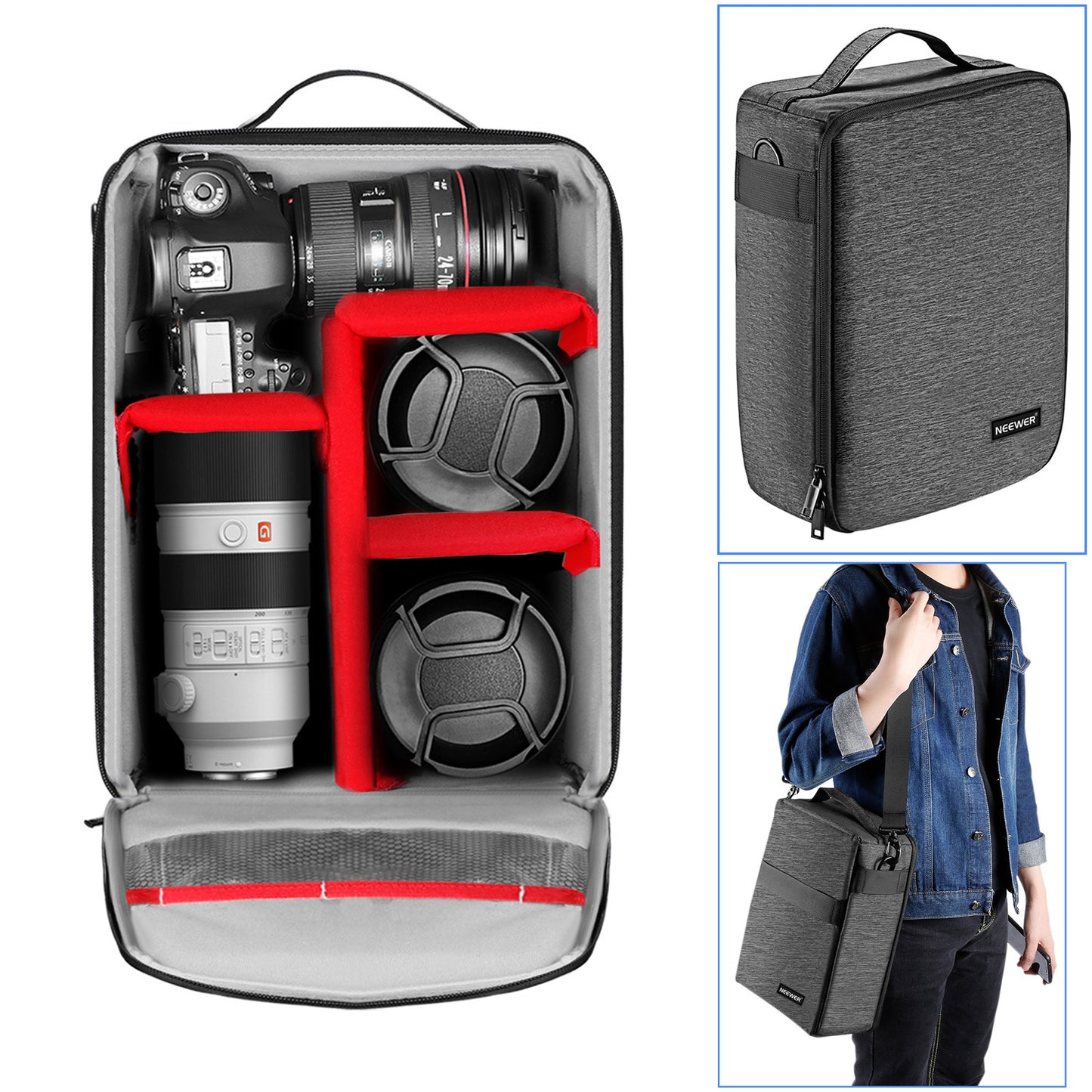 Uniqkart NW-747 Digital DSLR Camera Lens Storage Handbag Waterproof Nylon Shoulder Bag