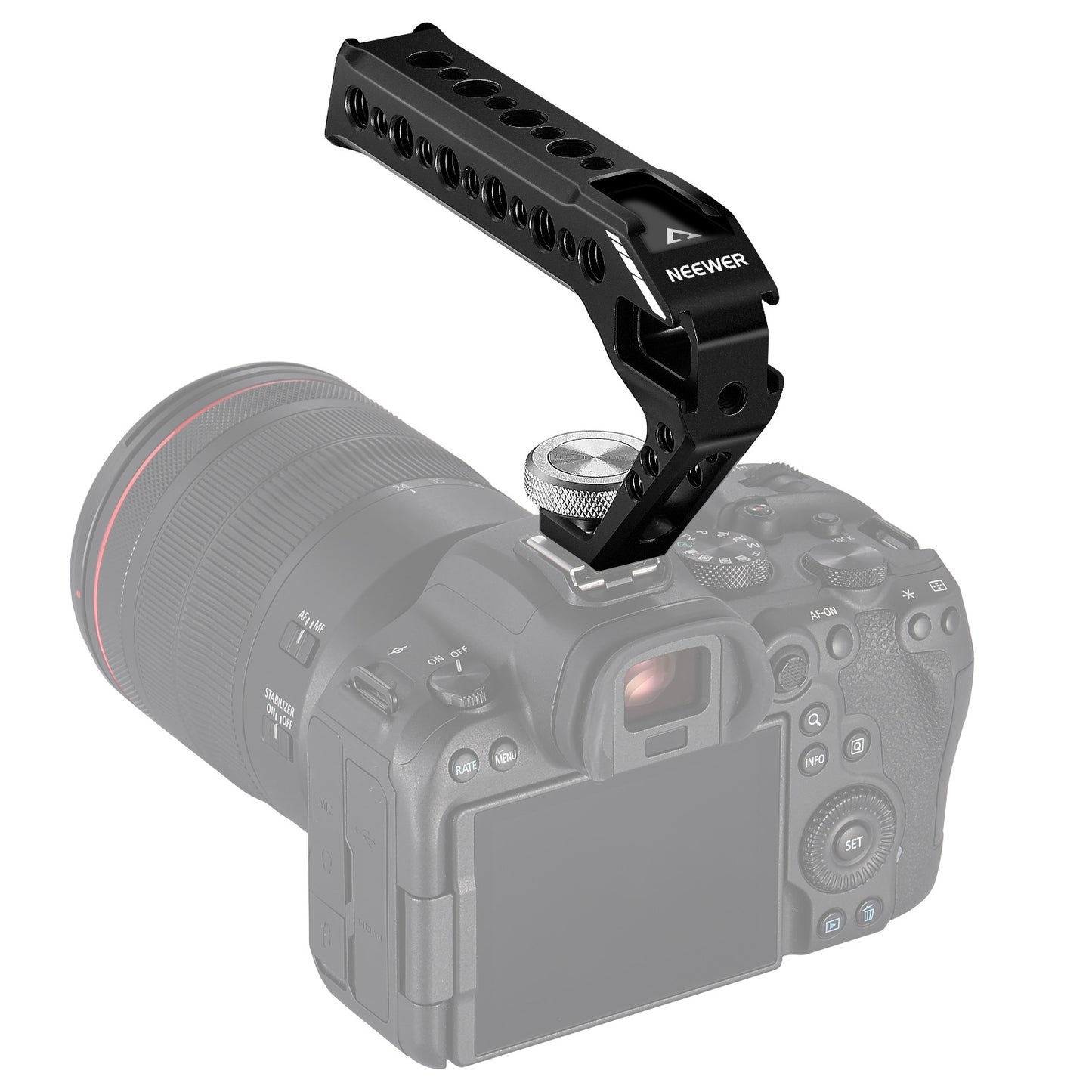 Uniqkart ST28 Top Handle Grip Camera Handgrip with Cold Shoe 1 / 4 3 / 8-inch Hole for DSLR Camera Cage Microphone Fill Light