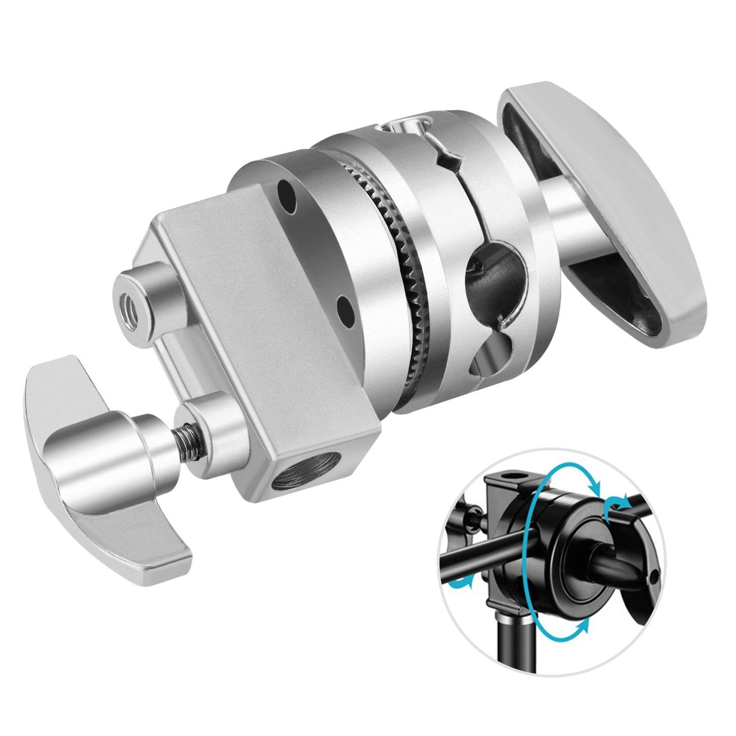 Uniqkart NW-721 Heavy Duty 2.5-inch Grip Head Extension Boom Arm Holder Mount Adapter for Light Stand - Silver