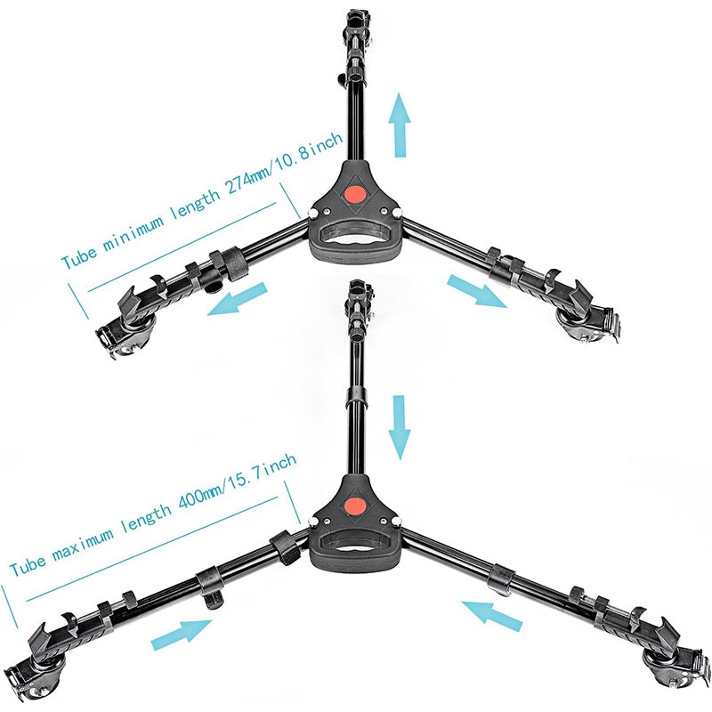 Uniqkart NW-600 Middle Size Aluminum Alloy Stretchable Pulley Photography Tripod Mute 3 Wheels Pulley Base
