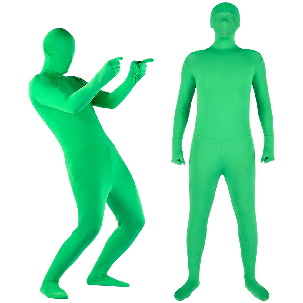 Uniqkart PSD2EA One-Piece Chromakey Body Suit Green Bodysuit Unisex Spandex Disappearing Man Costume - Green / 170cm
