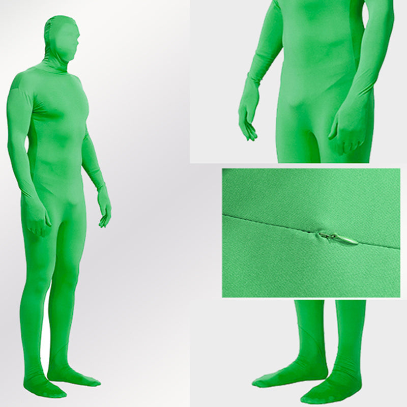 Uniqkart PSD2EA Separated-Type Chromakey Bodysuit Gloves Head Cover Hood Invisible Effect Costume - Green / 170cm