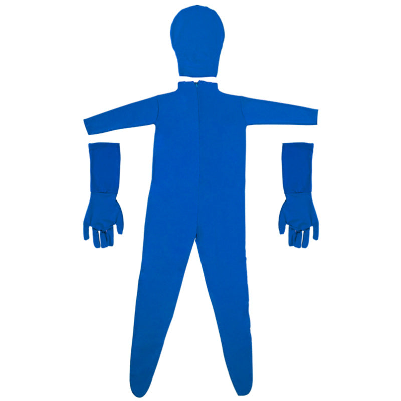 Uniqkart PSD2EA Separated-Type Chromakey Bodysuit Gloves Head Cover Hood Invisible Effect Costume - Blue / 170cm