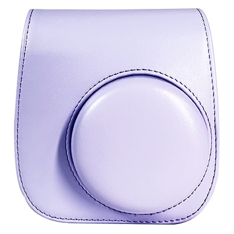Uniqkart for Fujifilm Instax Mini 12 / 11 / 9 / 8 Carrying Case Shockproof PU Leather Cover Camera Shoulder Bag with Strap - Purple