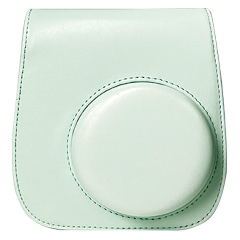Uniqkart for Fujifilm Instax Mini 12 / 11 / 9 / 8 Carrying Case Shockproof PU Leather Cover Camera Shoulder Bag with Strap - Mint Green