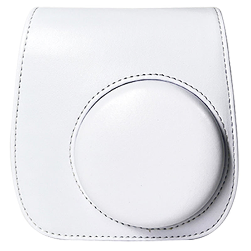 Uniqkart for Fujifilm Instax Mini 12 / 11 / 9 / 8 Carrying Case Shockproof PU Leather Cover Camera Shoulder Bag with Strap - White