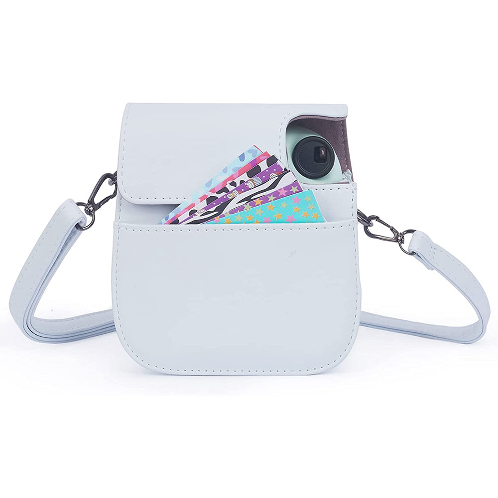 Uniqkart for FujiFilm Instax Mini 12 / 11 / 9 / 8 Camera Accessories 7-in-1 Bundle Kit Include Case, Film Stickers, Desk Frames, Hanging Frame - White