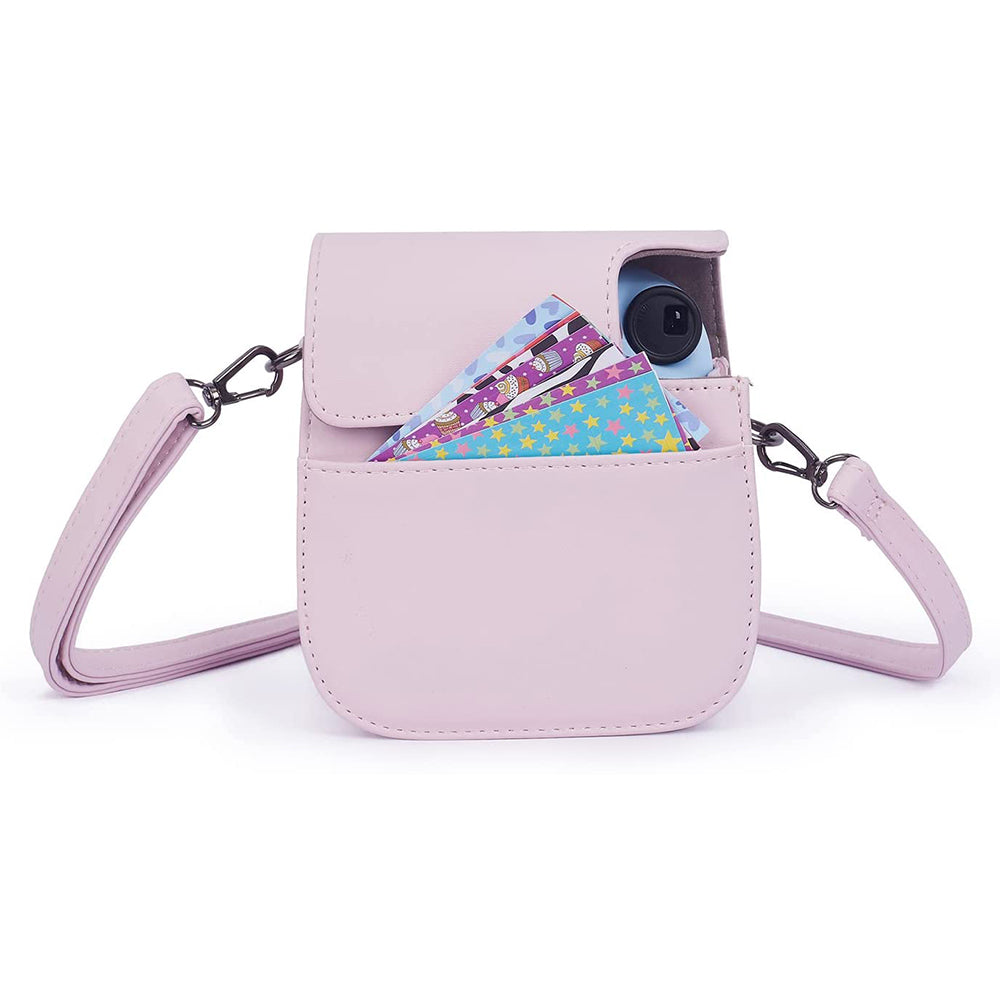 Uniqkart for FujiFilm Instax Mini 12 / 11 / 9 / 8 Camera Accessories 7-in-1 Bundle Kit Include Case, Film Stickers, Desk Frames, Hanging Frame - Light Pink