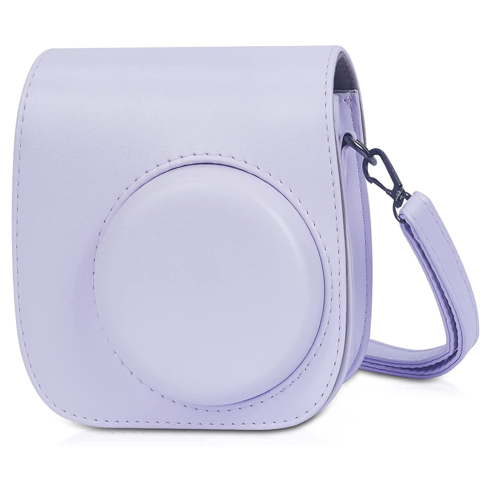 Uniqkart for FujiFilm Instax Mini 12 / 11 / 9 / 8 Camera Accessories 7-in-1 Bundle Kit Include Case, Film Stickers, Desk Frames, Hanging Frame - Purple