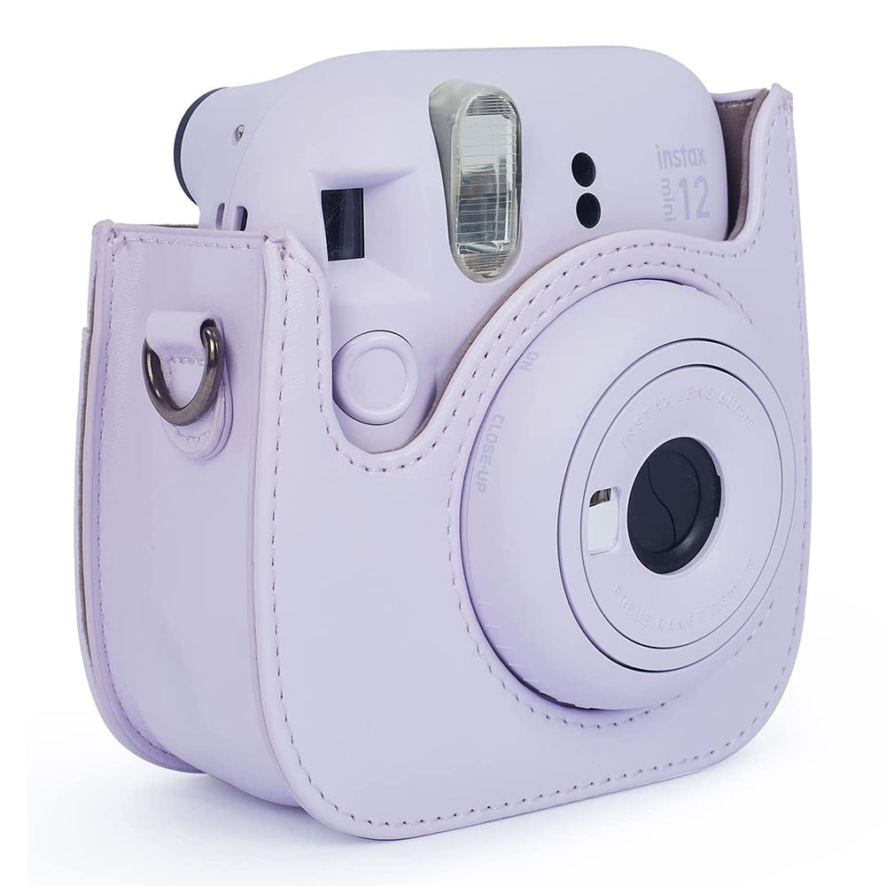 Uniqkart for FujiFilm Instax Mini 12 / 11 / 9 / 8 Camera Accessories 7-in-1 Bundle Kit Include Case, Film Stickers, Desk Frames, Hanging Frame - Purple