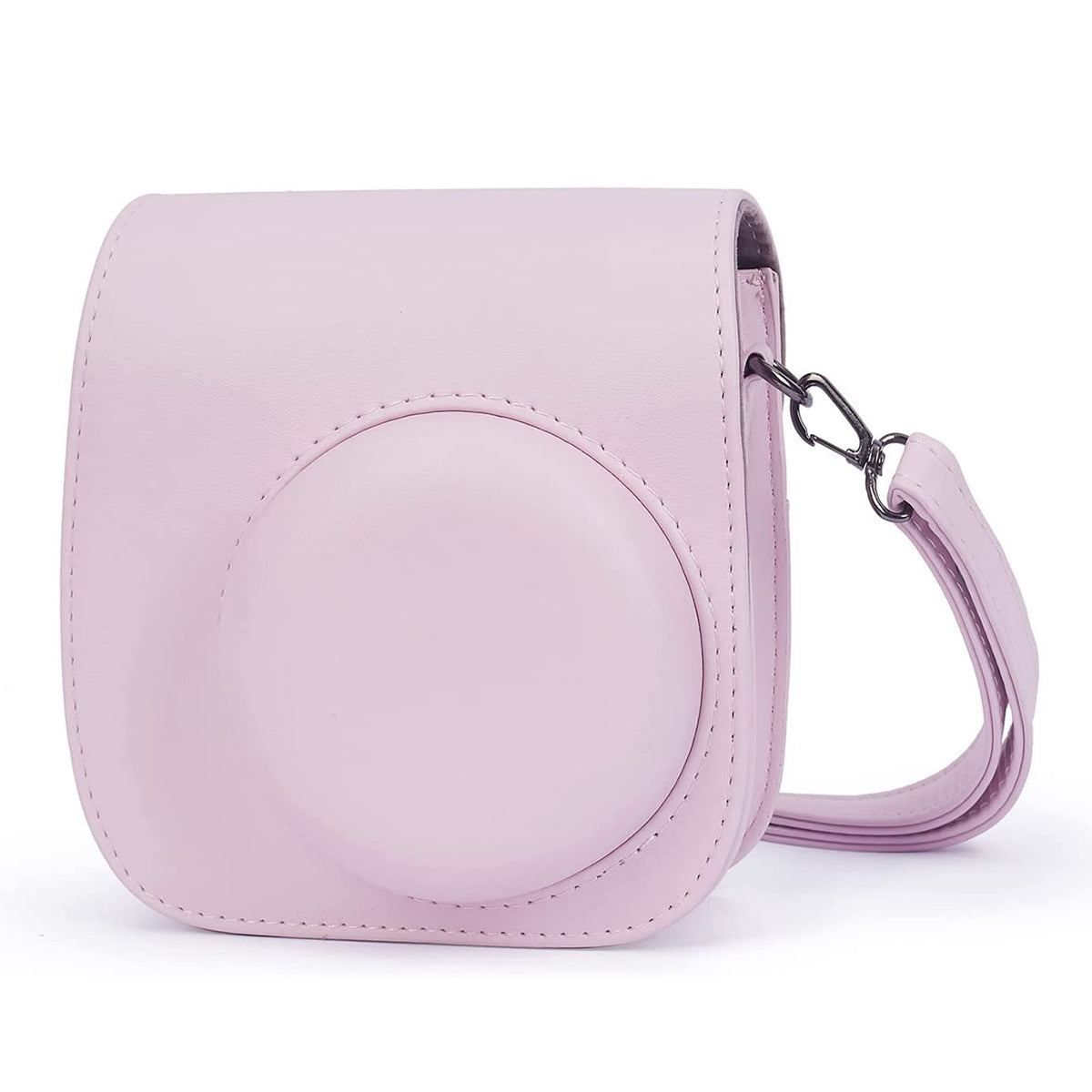 Uniqkart for Fujifilm Instax Mini 12 / 11 / 9 / 8 PU Leather Camera Case Cover Shoulder Bag with 3-inch Album - Light Pink