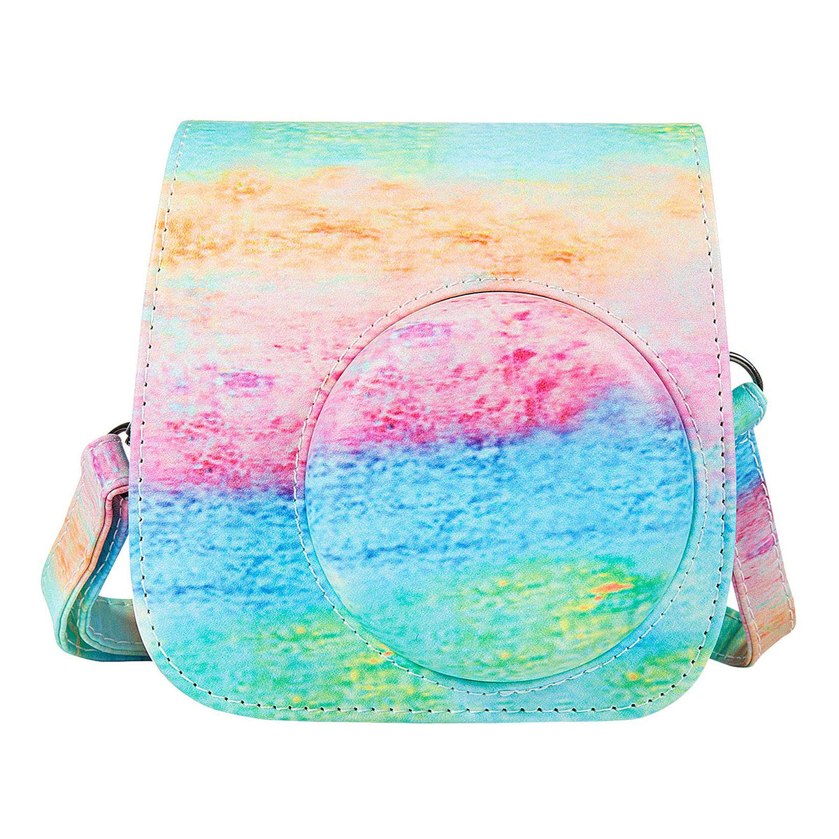 Uniqkart for Fujifilm Instax Mini 12 / 11 / 9 / 8 PU Leather Camera Case Cover Shoulder Bag with 3-inch Album - Oil Paint