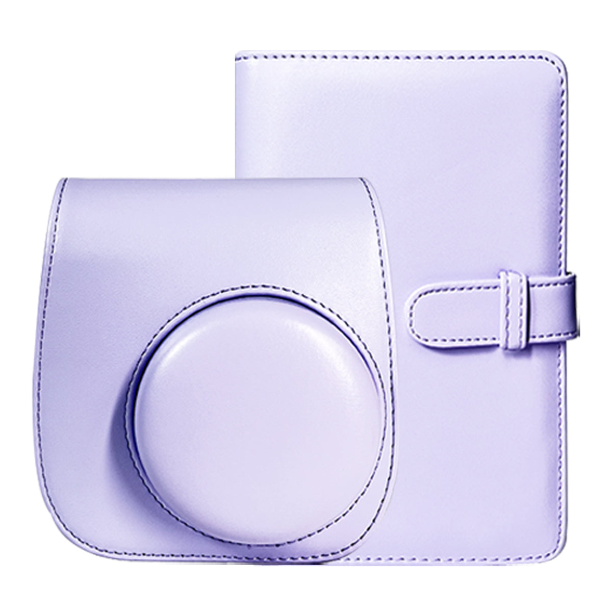 Uniqkart for Fujifilm Instax Mini 12 / 11 / 9 / 8 PU Leather Camera Case Cover Shoulder Bag with 3-inch Album - Purple