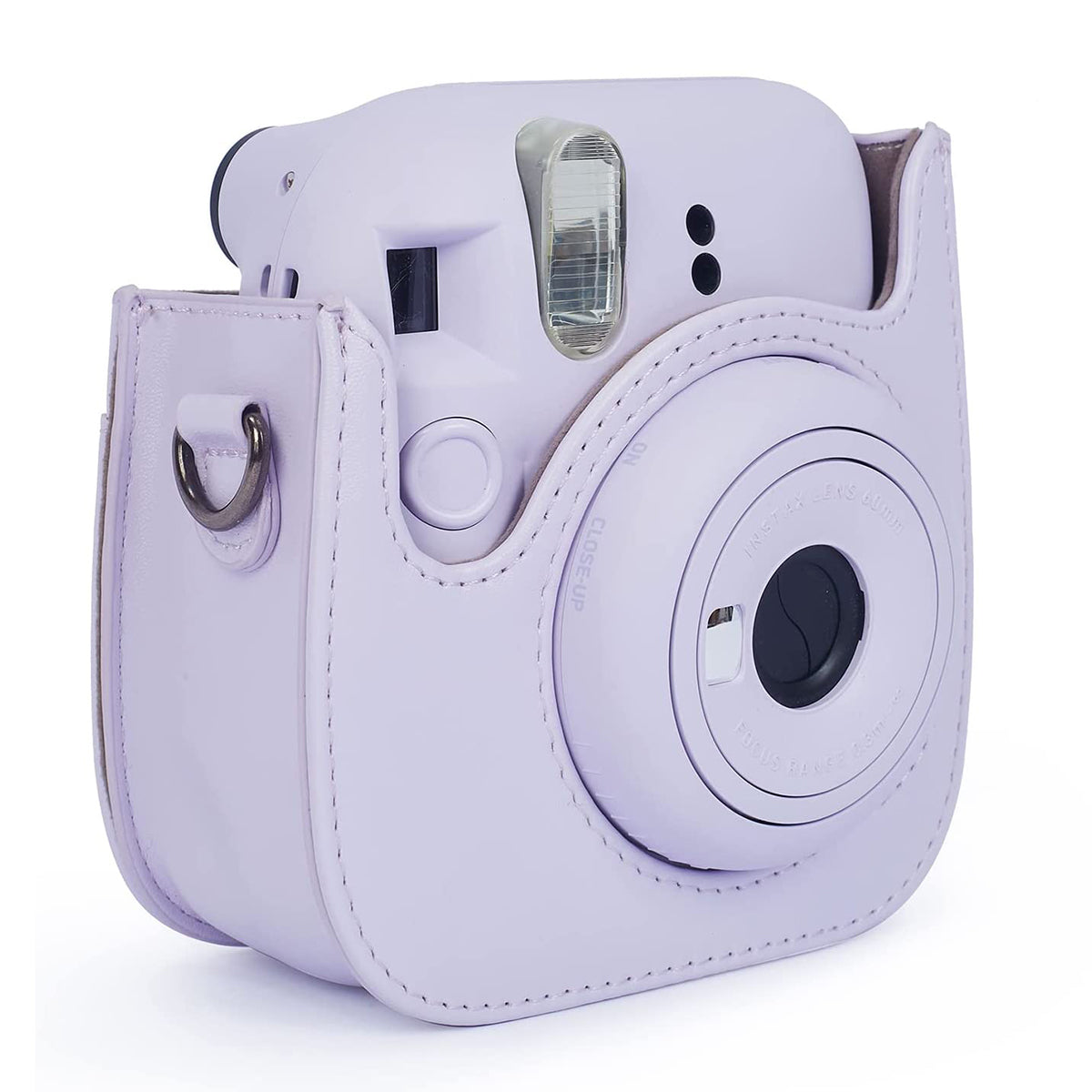 Uniqkart for Fujifilm Instax Mini 12 / 11 / 9 / 8 PU Leather Camera Case Cover Shoulder Bag with 3-inch Album - Purple