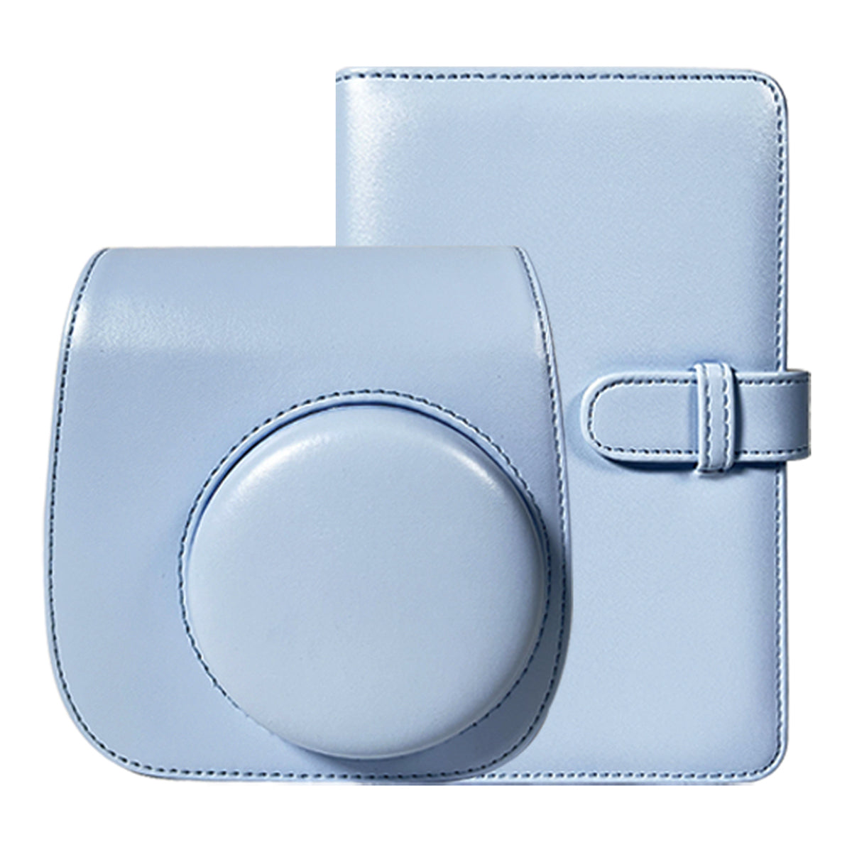 Uniqkart for Fujifilm Instax Mini 12 / 11 / 9 / 8 PU Leather Camera Case Cover Shoulder Bag with 3-inch Album - Blue