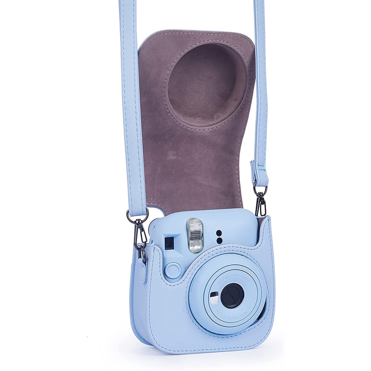 Uniqkart for Fujifilm Instax Mini 12 / 11 / 9 / 8 PU Leather Camera Case Cover Shoulder Bag with 3-inch Album - Blue