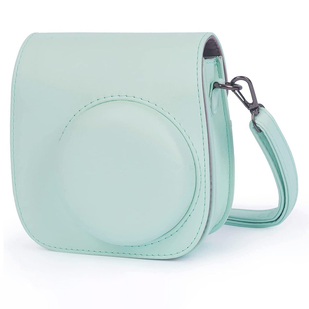 Uniqkart for Fujifilm Instax Mini 12 / 11 / 9 / 8 PU Leather Camera Case Cover Shoulder Bag with 3-inch Album - Mint Green