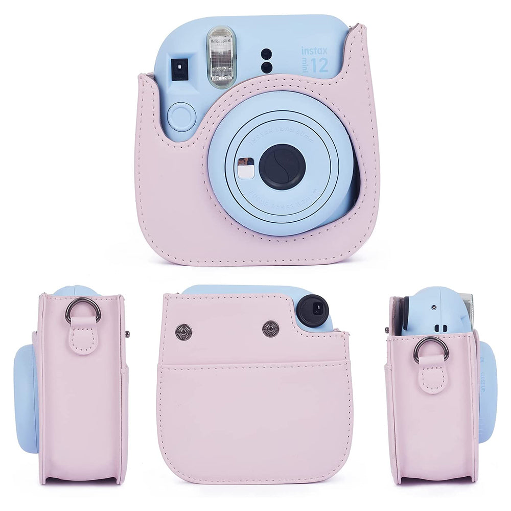 Uniqkart for FujiFilm Instax Mini 12 11-in-1 Accessories Kit Camera Bag Album Photo Frame Stickers Clips Set - Light Pink