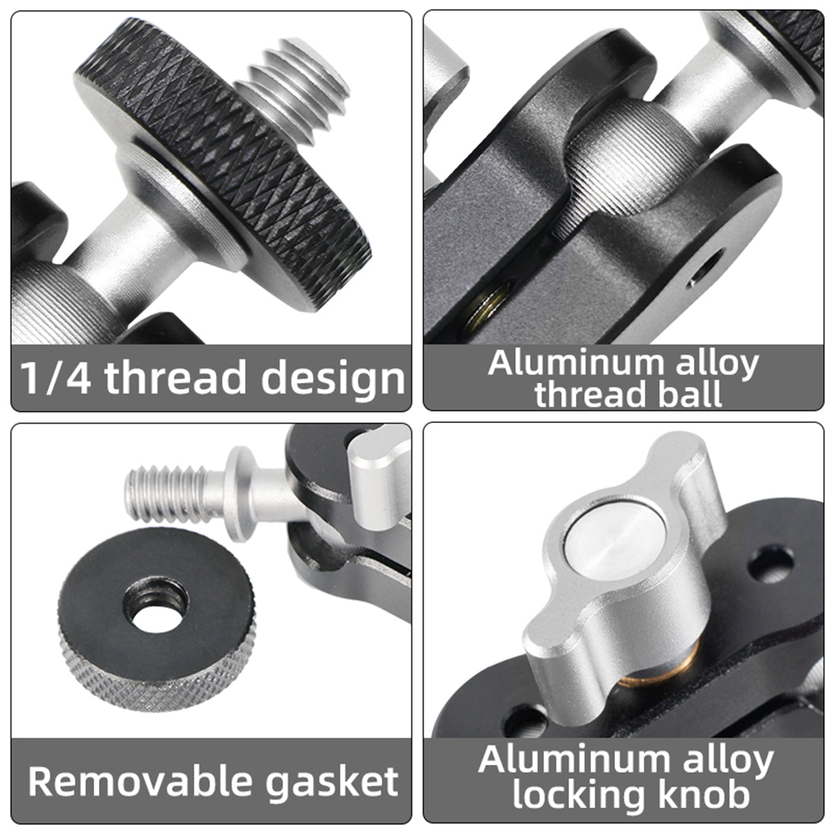 Uniqkart TM-4 Magic Arm Adapter Aluminum Alloy Flexible Ball Camera Light Bracket