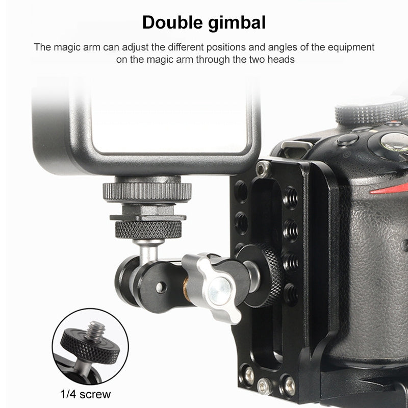 TM-2 Magic Arm with Double Ballhead 1 / 4" Screw Aluminum Alloy Magic Arm for Camera LED Light Monitor