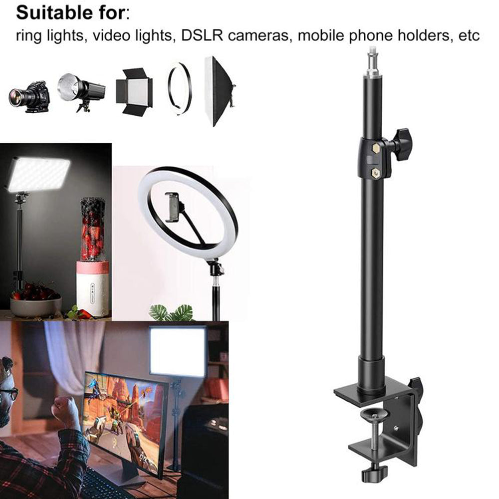 C042 Desktop Telescopic Camera Phone Holder Bracket Aluminum Alloy Clip-on Photography Fill Light Bracket
