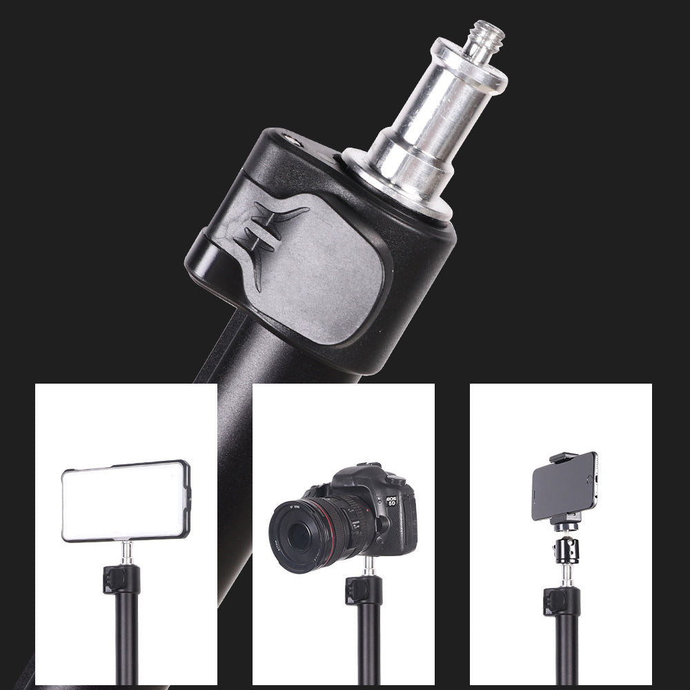 Z033 Desk Clip-on Telescopic Camera Phone Holder Bracket Aluminum Alloy Photography Fill Light Stand