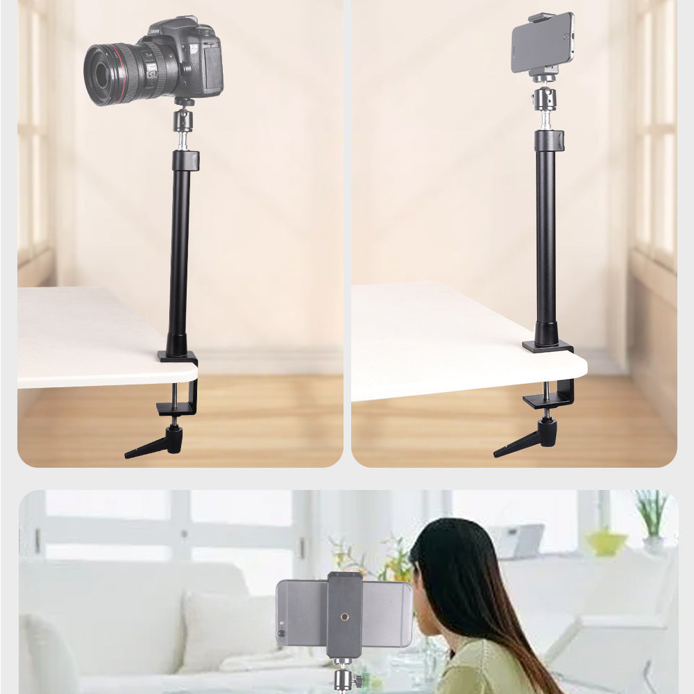 Z033 Desk Clip-on Telescopic Camera Phone Holder Bracket Aluminum Alloy Photography Fill Light Stand