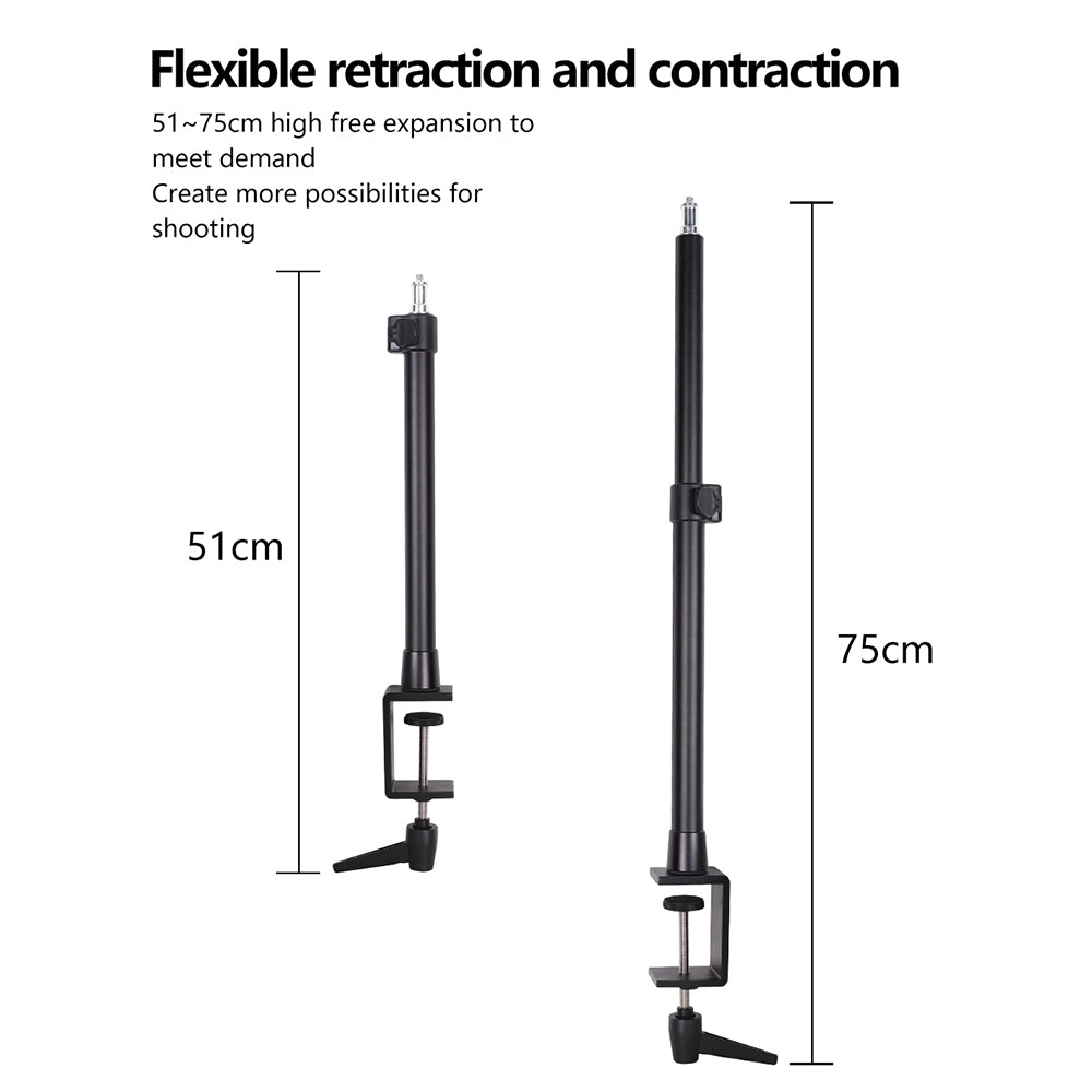 Z033 Desk Clip-on Telescopic Camera Phone Holder Bracket Aluminum Alloy Photography Fill Light Stand