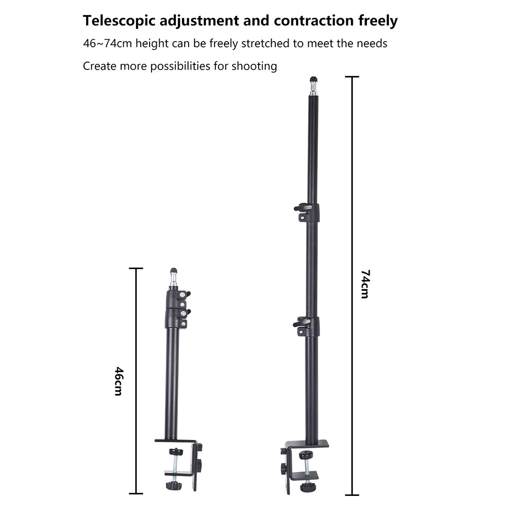 X010 Clip-on Desktop Camera Phone Holder Bracket Aluminum Alloy Telescopic Live Streaming Fill Light Stand