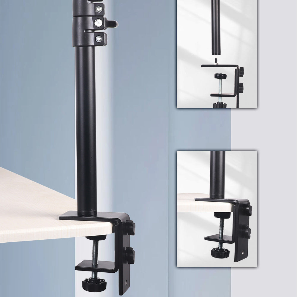 X010 Clip-on Desktop Camera Phone Holder Bracket Aluminum Alloy Telescopic Live Streaming Fill Light Stand