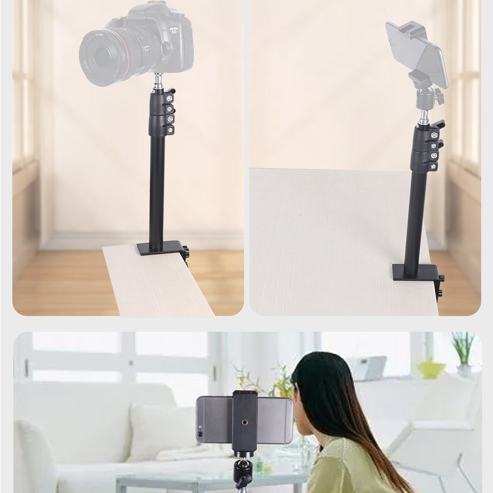 X010 Clip-on Desktop Camera Phone Holder Bracket Aluminum Alloy Telescopic Live Streaming Fill Light Stand