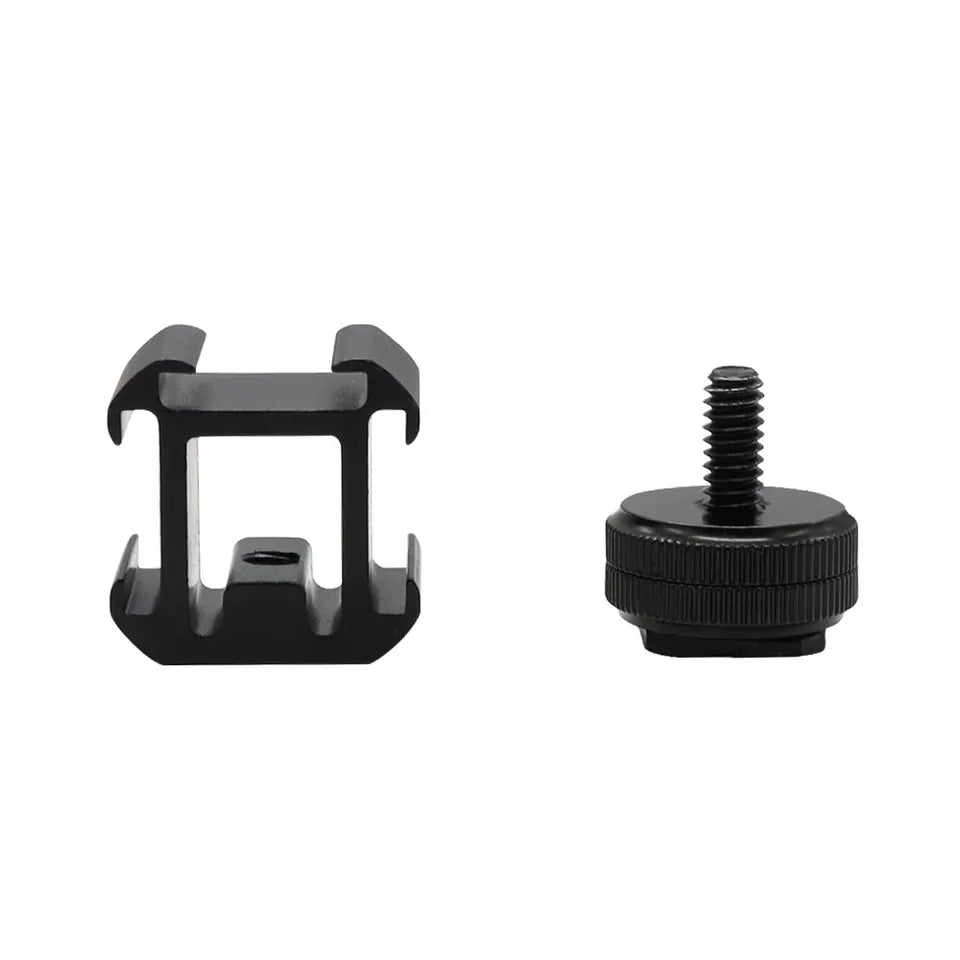 E039 Aluminum Alloy Three Head Cold Shoe Mount Adapter Expansion Bracket with Dual Screw Base