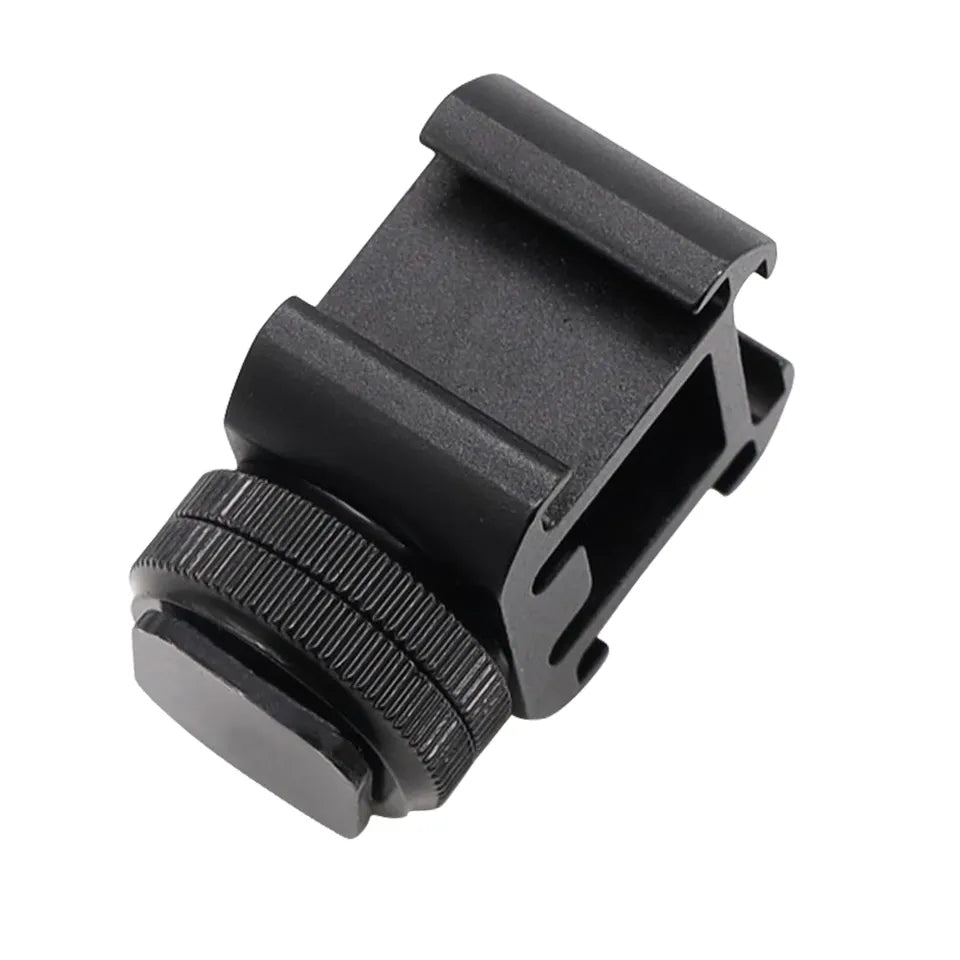 E039 Aluminum Alloy Three Head Cold Shoe Mount Adapter Expansion Bracket with Dual Screw Base