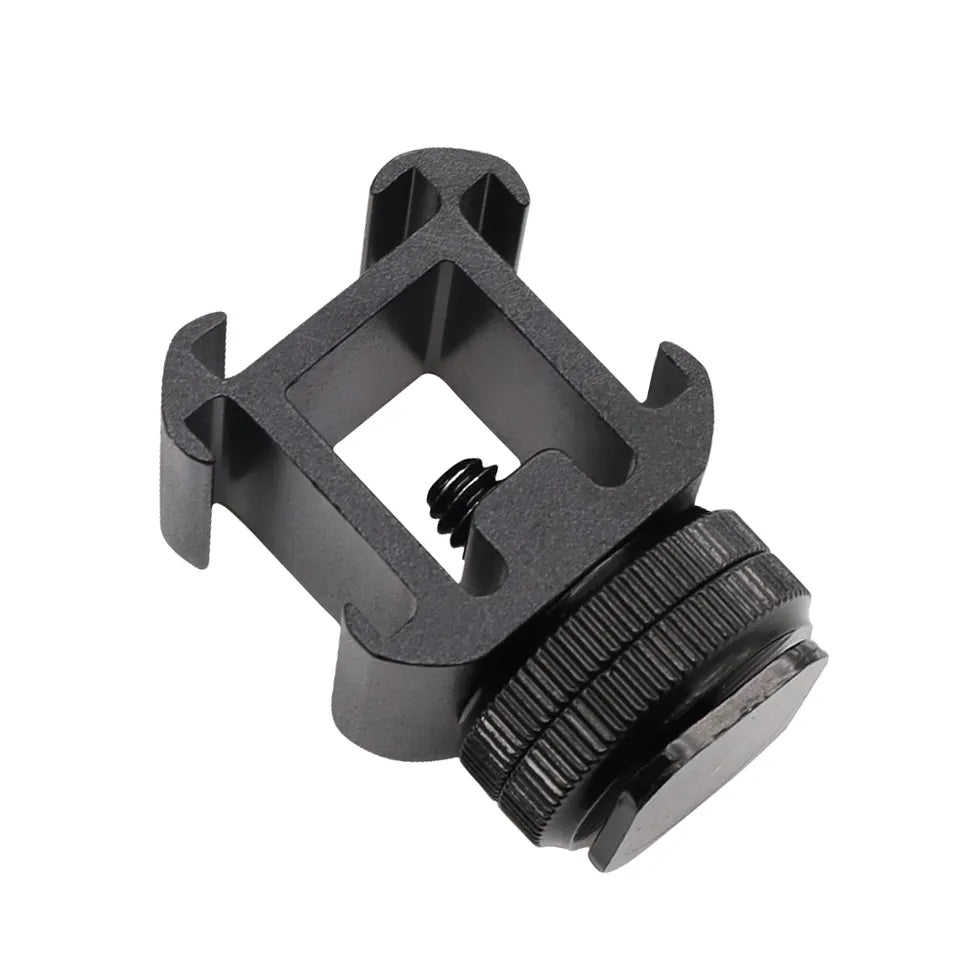 E039 Aluminum Alloy Three Head Cold Shoe Mount Adapter Expansion Bracket with Dual Screw Base