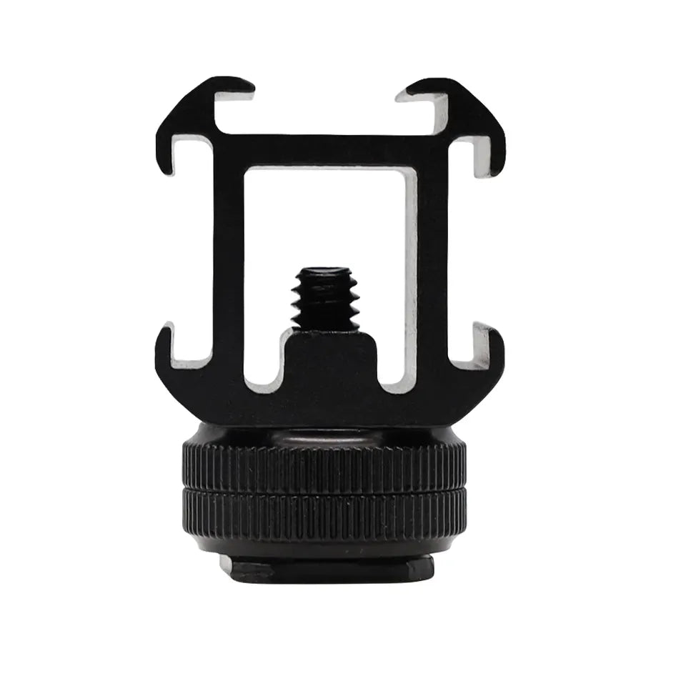E039 Aluminum Alloy Three Head Cold Shoe Mount Adapter Expansion Bracket with Dual Screw Base