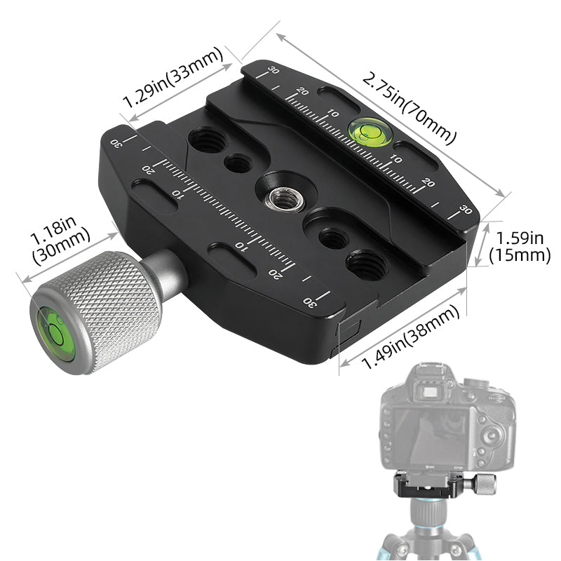 Uniqkart QR-70N Aluminum Alloy SLR Camera Tripod Mounting Adapter Gimbal Quick Release Plate Base