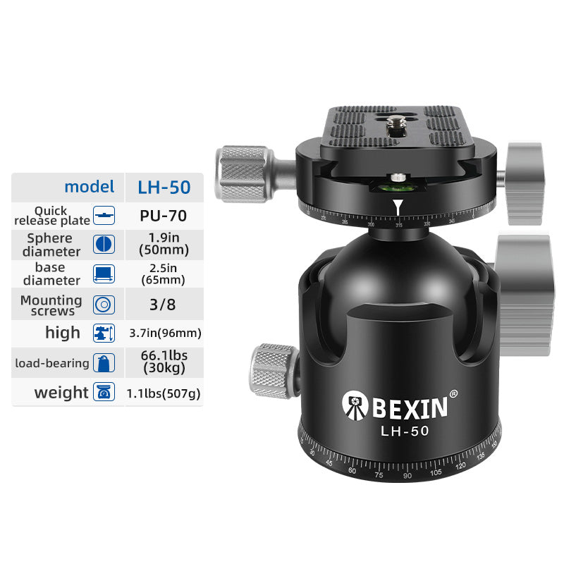 Uniqkart LH-50 Panoramic Damping Camera Gimbal SLR Camera Stabilizers Support 360-Degree Rotating, Load 30Kg