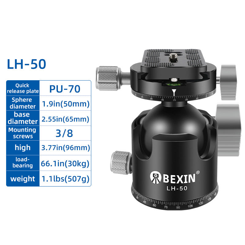 Uniqkart LH-50 Panoramic Damping Camera Gimbal SLR Camera Stabilizers Support 360-Degree Rotating, Load 30Kg