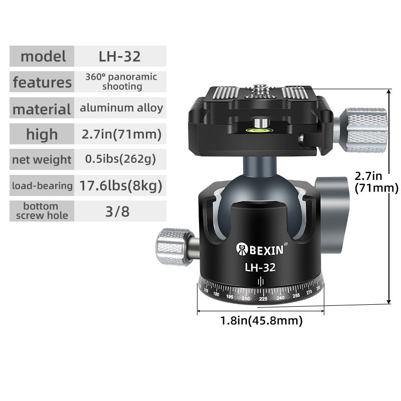 Uniqkart LH-32 360-Degree Rotating Camera Gimbal Panoramic Damping SLR Camera Stabilizers with Low Centre Gravity, Load 8Kg