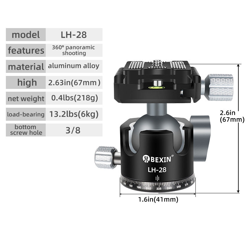 Uniqkart LH-28 360-Degree Rotary Camera Stabilizers Panoramic Damping SLR Camera Gimbal, Low Centre Gravity, Load 6Kg