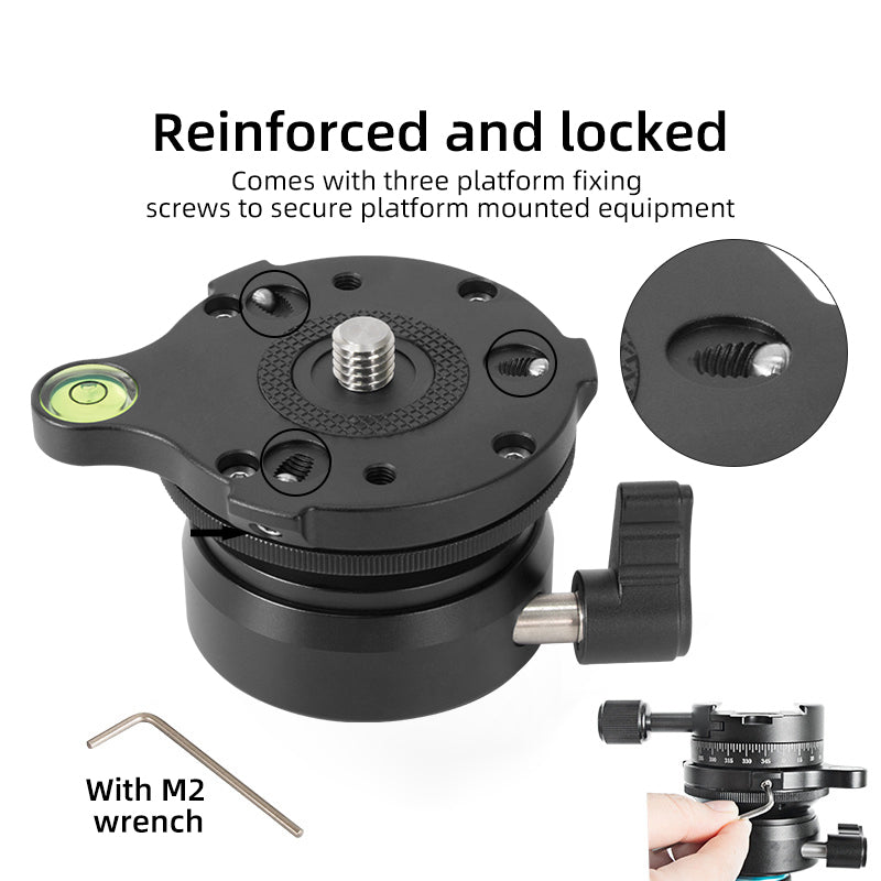 Uniqkart DY60N-A / S Tripod Leveling Base Half Ball Quick Tilted Up / Down 15 Degrees for Canon Nikon DSLR Cameras