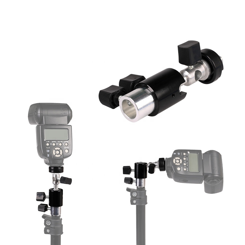 E003 Photography Reflector Holder Photo Video Studio 1 / 4" Metal Light Mount Adapter with Umbrella Hole