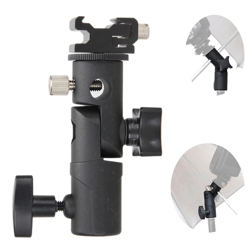 E005 Metal Flash Light Tripod Camera Mount Adapter with 3 / 8inch to 1 / 4inch Converter, Photography Reflector Holder with Umbrella Hole