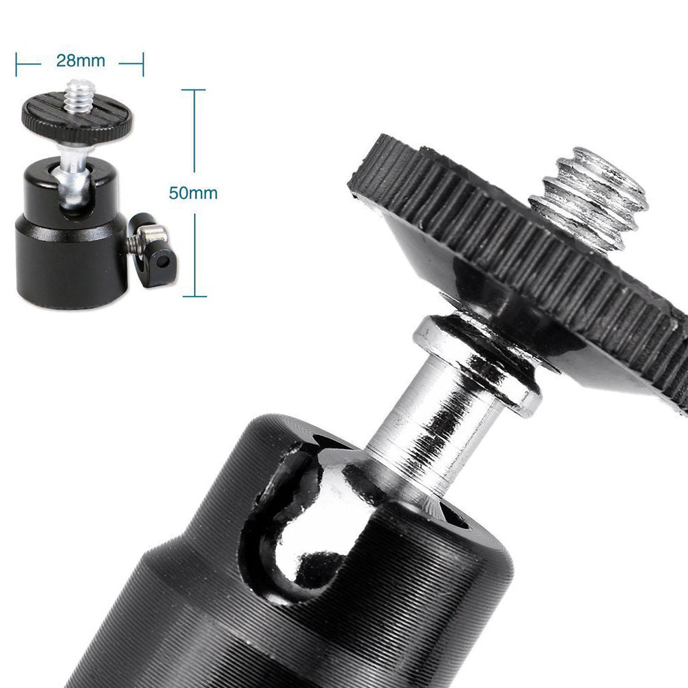 C008 Mini Gimbal Mount for Tripod, Aluminum Alloy+PC Camera Rotating Ball Gimbal with 1 / 4" Screw Mount