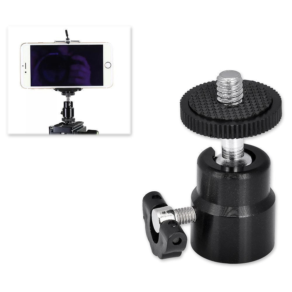 C008 Mini Gimbal Mount for Tripod, Aluminum Alloy+PC Camera Rotating Ball Gimbal with 1 / 4" Screw Mount