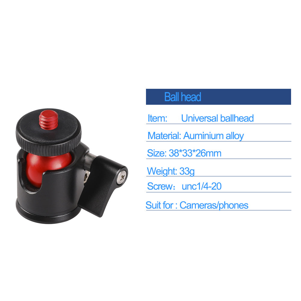 C017 For DSLR Camera Tripod Mount Holder Aluminum Alloy 360 Degree Rotating Ball Gimbal Mount Adapter with 1 / 4inch Screw